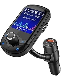 Nulaxy Bluetooth FM Transmitter 1.8" Color Screen Wireless Receiver Car Kit W QC3.0 Quick Charge, Read Car Battery Voltage, Handsfree Calling, Support USB Drive, TF Card, AUX, EQ Mode - KM28 Black