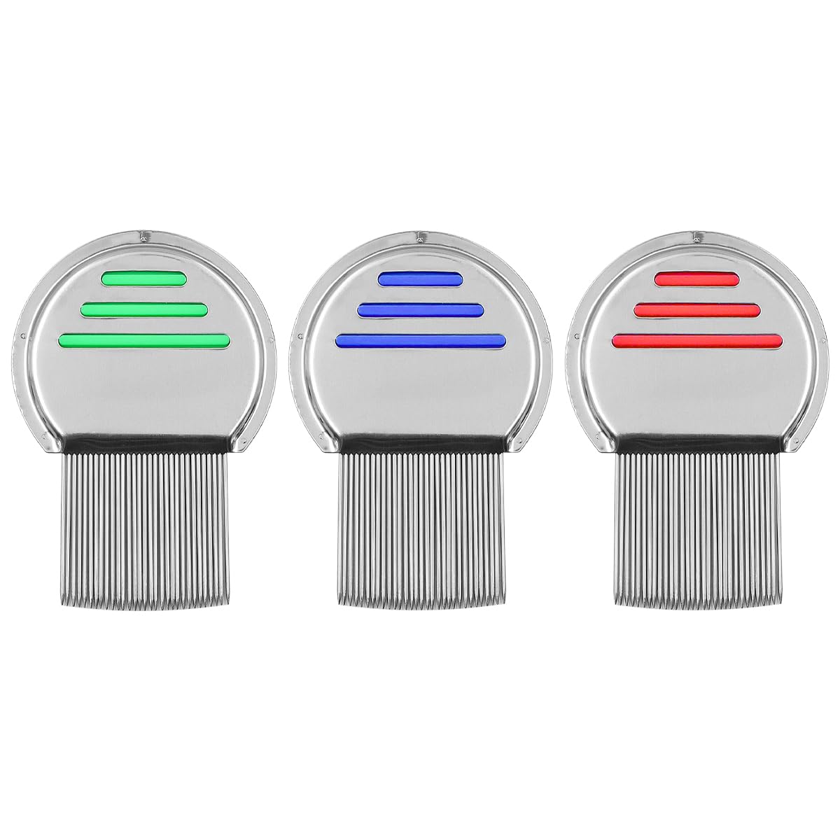 ANCLLO 3PCS Lice Combs Stainless Steel Threaded Needle Combs Pet Flea Comb for Removing Lice Cracks and Ruff for All Hair Types