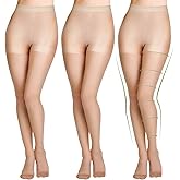 Tisancy 3 Pairs Sheer Compression Pantyhose 20-30 Mmhg for Women Graduated Support Stockings Compression Hose Tights Women