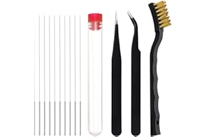 FENGWANGLI 3D Printer Nozzle Cleaning Kit - 13 Pieces 3D Print Nozzle Cleaner Tools 0.4mm Cleaning Needles and Tweezers with Copper Wire Brush