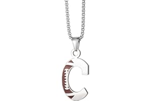 EZUY GNAY Letter Football Stainless Steel Football Necklace Player Number Pendant Silver Athlete LetterJewelry