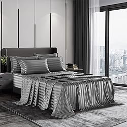AiMay 6 Piece Satin Italian Style Bed Sheet Set