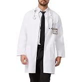 COZY SCRUBS White Lab Coat for Men, Long Sleeve Doctor Coat with 3 Pockets | Soft Breathable Fabric, Science and Chemistry Layer, College Lab Work, For Students, Doctors, Daily Clinic Rounds