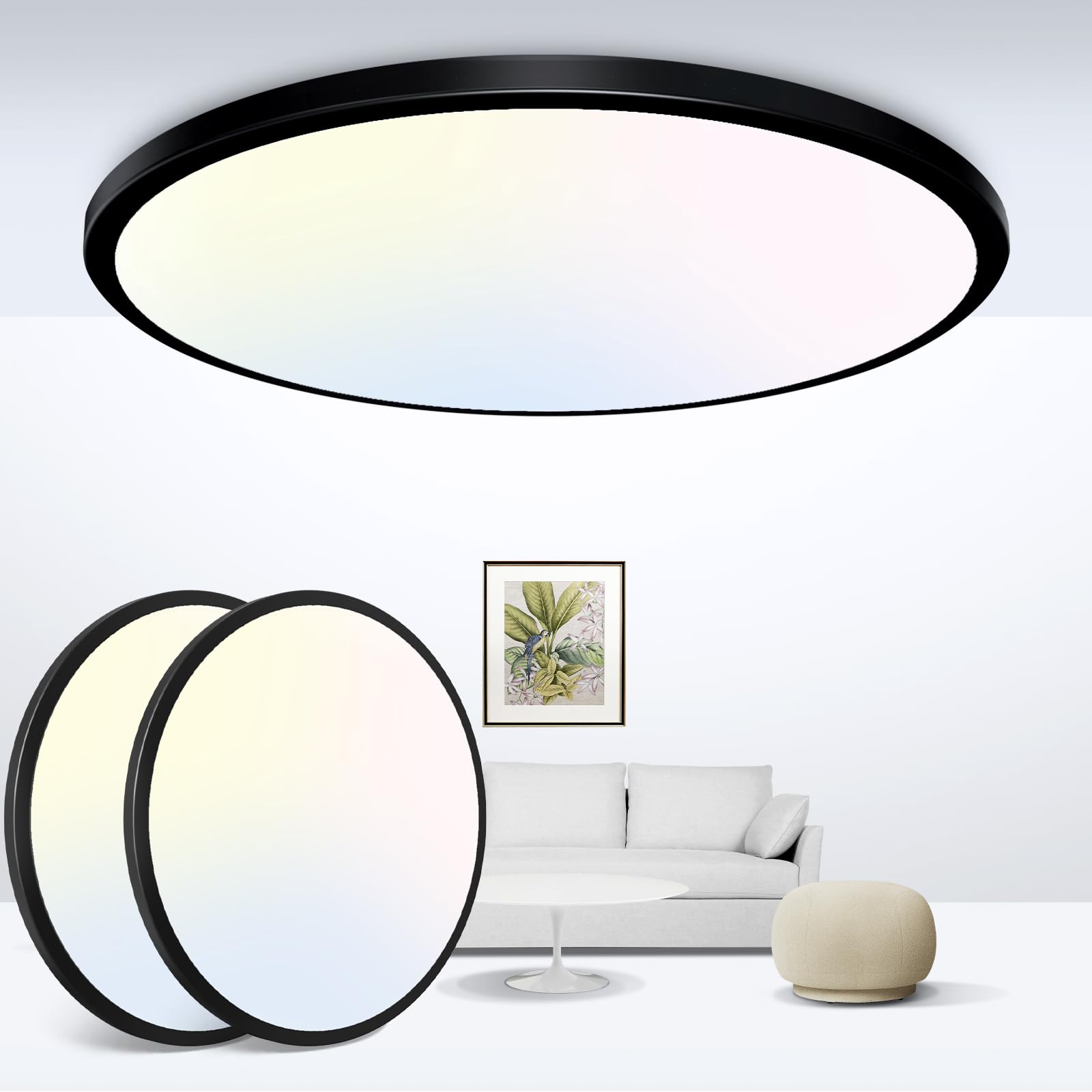 zemty 2 Pack 29W 3200LM LED Ceiling Light, 30cm Bathroom Lights Ceiling 3000K/4500K/6000K 3 Color Temperature Flush Ceiling Light Round Ultra Thin for Bedroom, Living Room, Kitchen