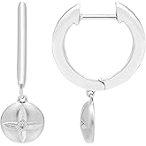 Boston Bay Diamonds Diamond Drop Huggie Hoop Earrings in 925 Sterling Silver - Choice of Charm