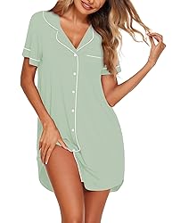 Ekouaer Nightgowns for Women Button Down Sleepshirt