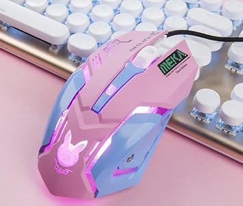 Gaming Mouse Rosa para chicas con luces retroiluminado