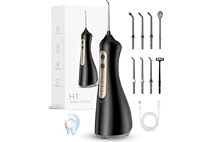 EASYANT Water Flosser - Unique U-Shaped Tip for All-Round Cleaning, 8 Replacement Tips, 4 Modes Rechargeable Water Dental flosser with IPX8 Waterproof for Home and Travel, 350 ML Water Tank, Black