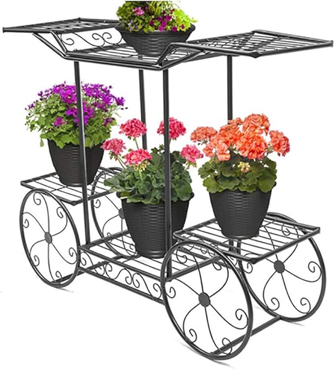 AYHa Garten Eisen-Kunst-Trolley-Rack, Blumentopf Rack ...
