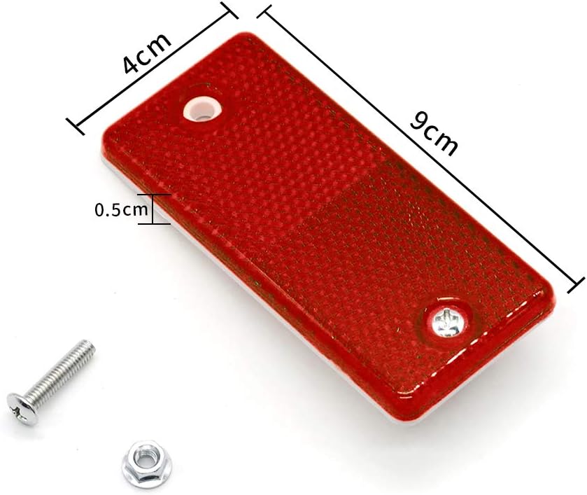 ETUKER 8 Pack Rear Reflector, Rectangular Rear Reflectors Screw on Safety Reflective, Post Reflectors - Image 3