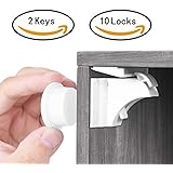 10 Stück Kindersicherung Für Schränke - Ohne Bohren Mit Starkem 3M Kleber, Weiß