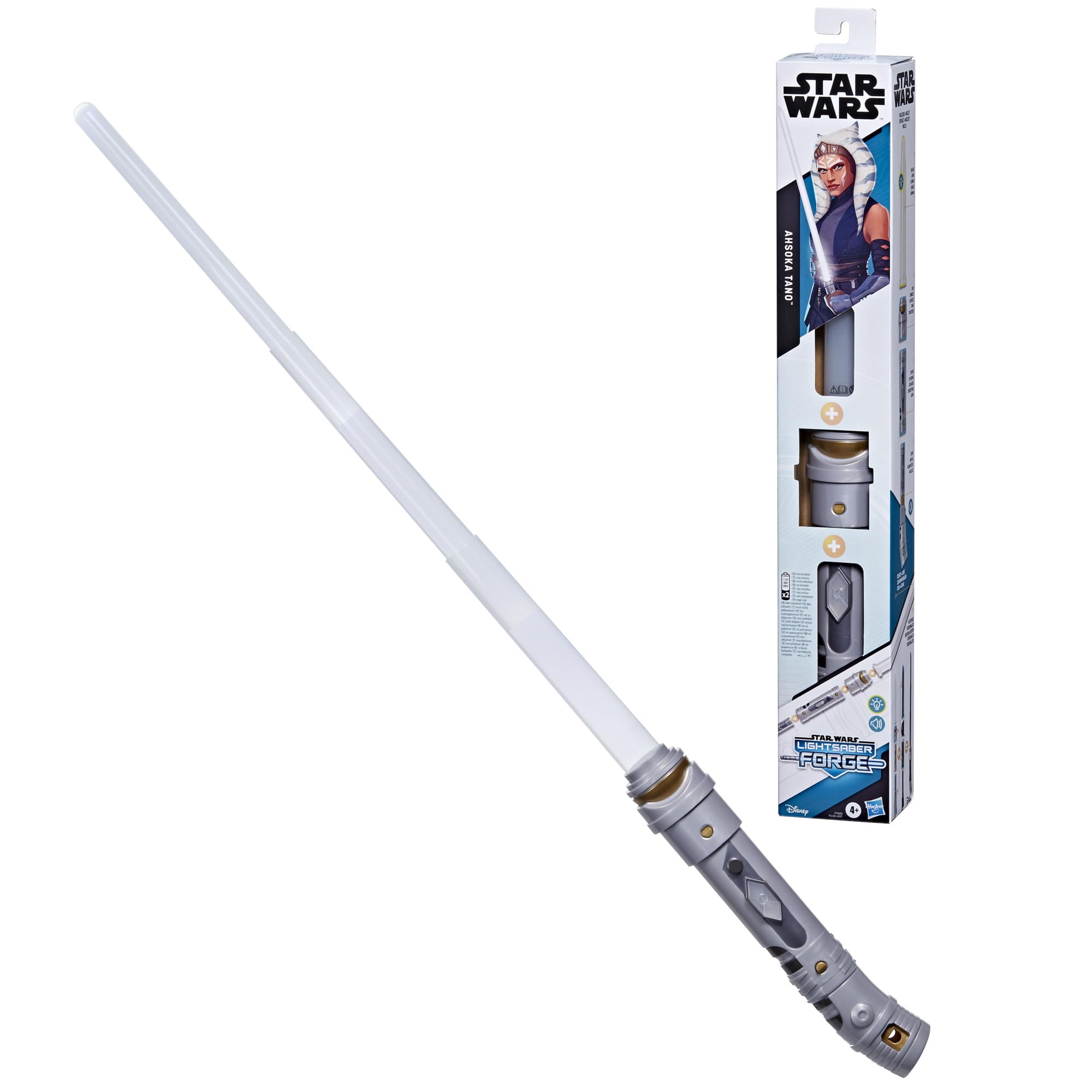Star Wars Lightsaber Forge Ahsoka Tano, White Customisable Electronic Lightsaber, Toys for Children