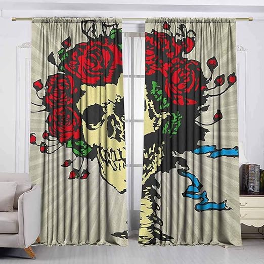 Amazon Com Vividx Small Window Curtains Rose Tattoo Art Style