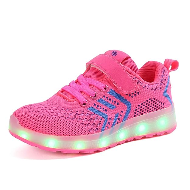 Bruce Wang Kinder LED Schuhe 7 Farbe USB Aufladen LED Leuchtend Sport Schuhe Sportschuhe Light up Atmungsaktiv Sneaker Jungen