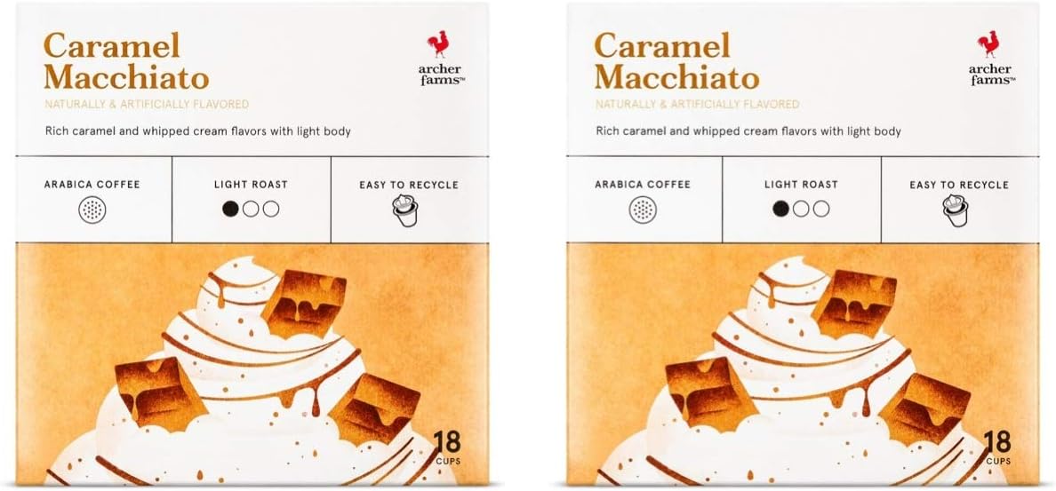 Archer Farms Coffee K Cups Caramel Macchiato (Caramel Macchiato, 2 Boxes, 36 K Cups Total)