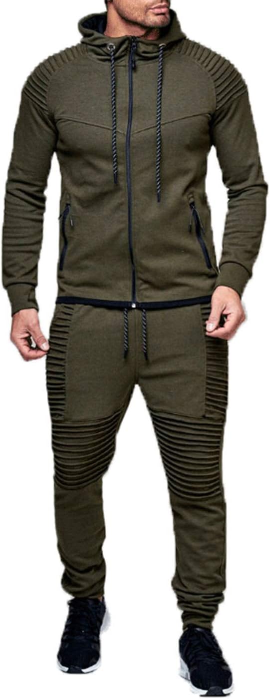 Men Outdoor Casual Sportswear Tracksuit Set Hoodie Trousers Sweatshirt Joggers Activewear