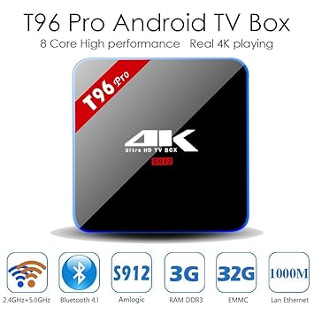 Profitech Communication Android TV Box Amlogic S912 Octa-Core 3GB/32GB Android 6.0 WiFi 2.4G/5.8G LAN 1000M Bluetooth 4.1 Internet TV Box