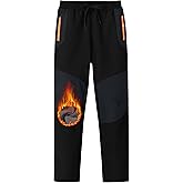 MoFiz Kids Fleece Lined Hiking Snow Ski Pants Boys Waterproof Winter Warm Outdoor Pants with Zippered Pocket