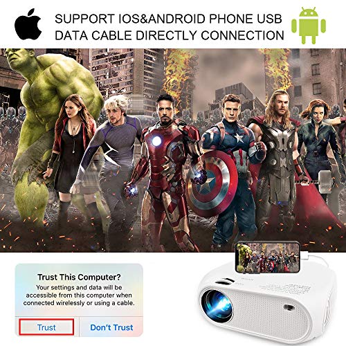 Wireless WiFi Projector 3800L,WEILIANTE 2020 Upgraded Mini Video Projector, Support 50,000Hrs, 200" Display, Full HD 1080P, Compatible with Android, iOS, Video Games, TV Stick, Laptops