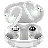 Wireless Earbuds, Bluetooth 5.4 Headphones Sport, Over Ear Buds With ENC Noise Cancelling Mic, 48H, Wireless Earphone With Earhooks, Stereo Deep Bass, IP7 Waterproof Headset for Workout Running, White