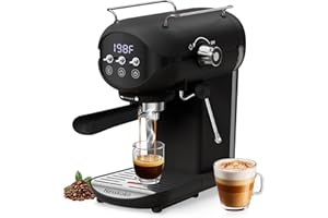 Nesskoko Espresso Machine with Steam Milk Frother Semi Automatic 20 Bar Compact Black with Toggle Switch for home Cafetera Espresso, Latte, Cappuccino, Americano, Macchiato
