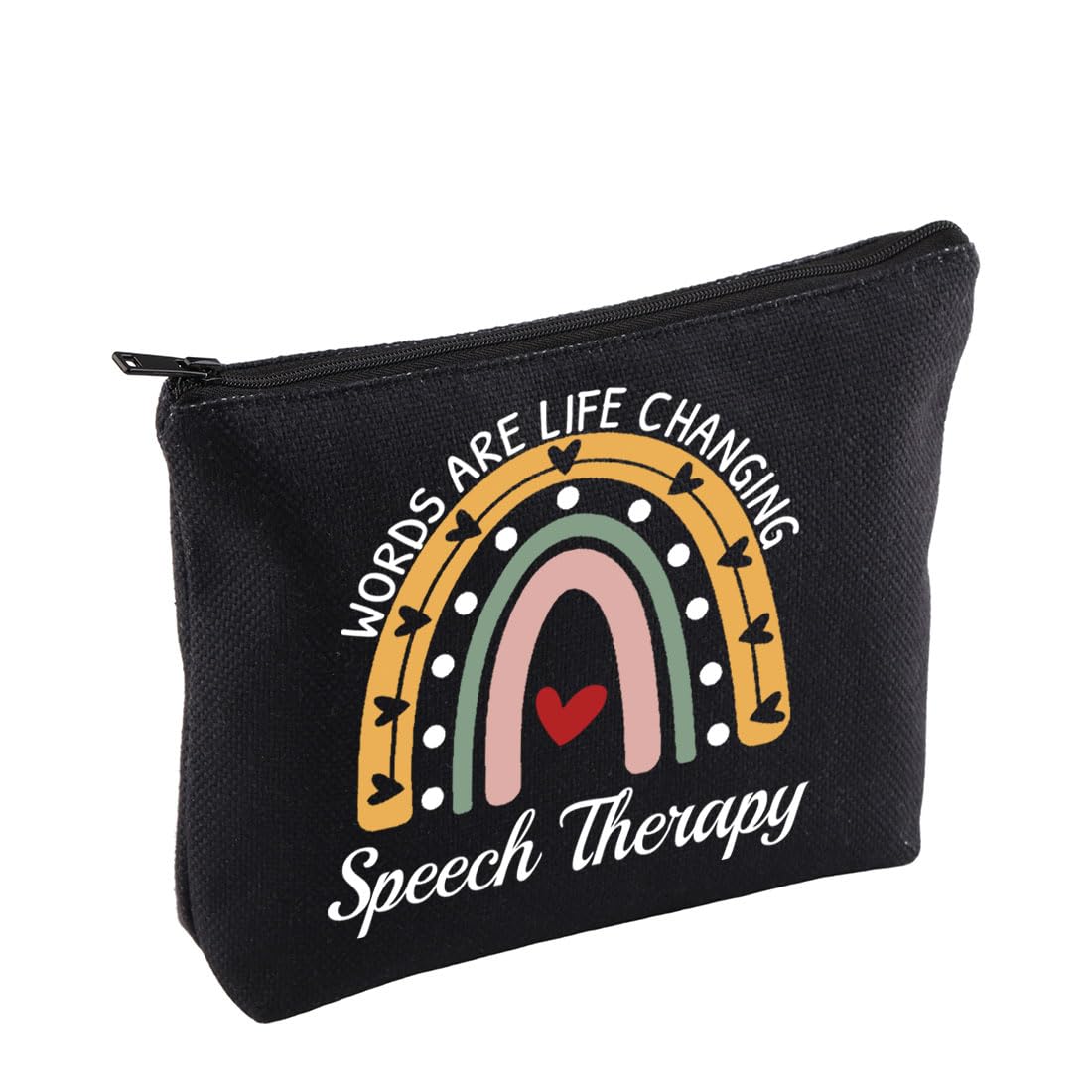 Speech Language Pathologist Makeup Bag Words are Life Changing Speech Therapy Rainbow Cosmetic Bag SLP Appreciation Gift (Speech Therapy Bag)