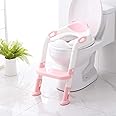 Potty Training Seat with Step Stool Ladder, SKYROKU Potty Training Toilet for Kids Boys Girls Toddlers - Comfortable Safe Potty Seat with Anti-Slip Pads Ladder Pink