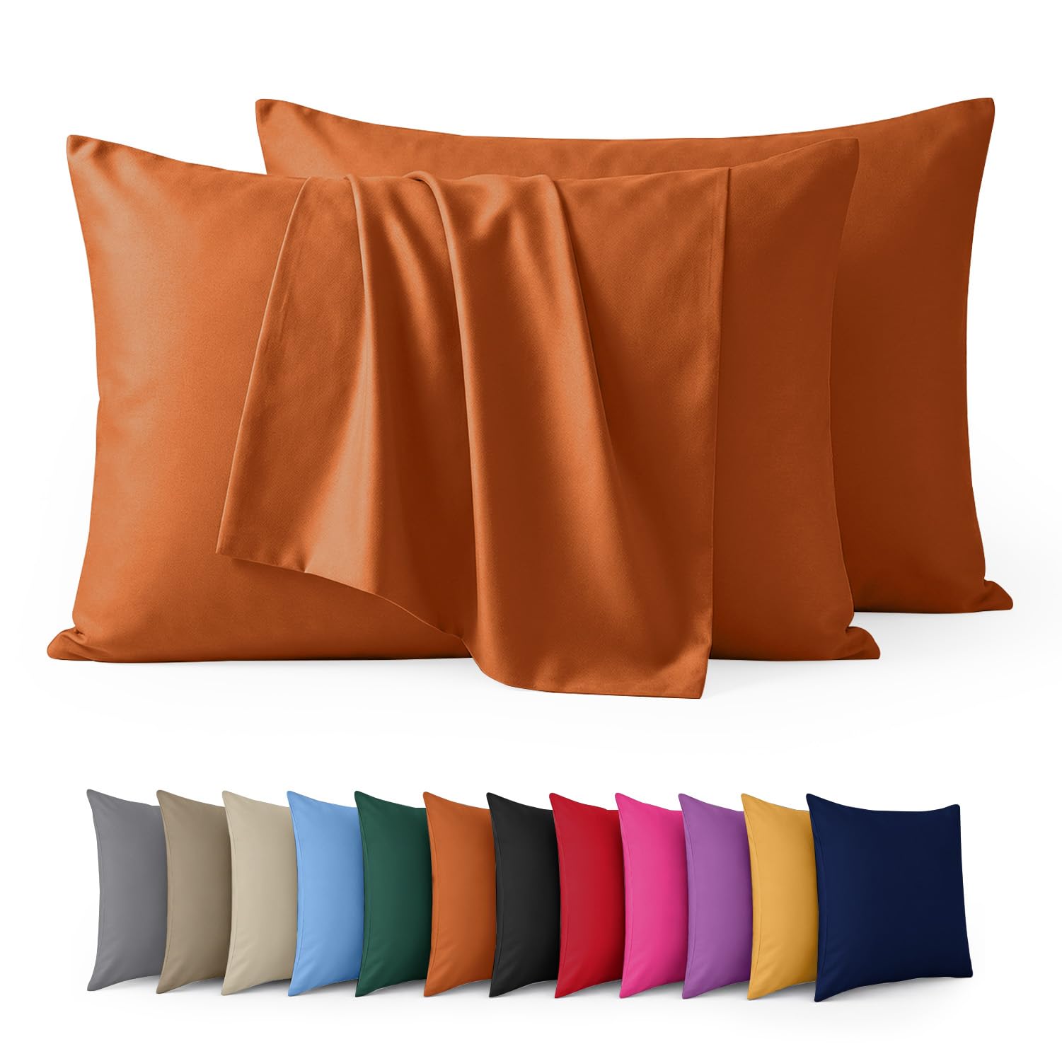 Aspire Homeware Pillow Cases 2 Pack – 100% Brushed Microfiber Rust Pillowcases Super Soft Envelope Closure Pillow Cover (50x75cm) — image 1