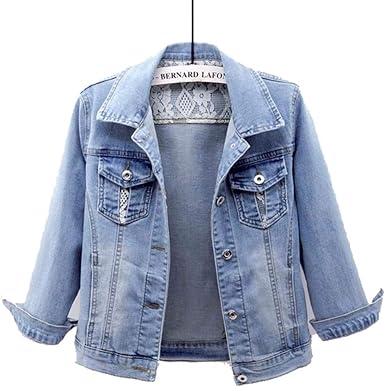 three quarter sleeve jean jacket