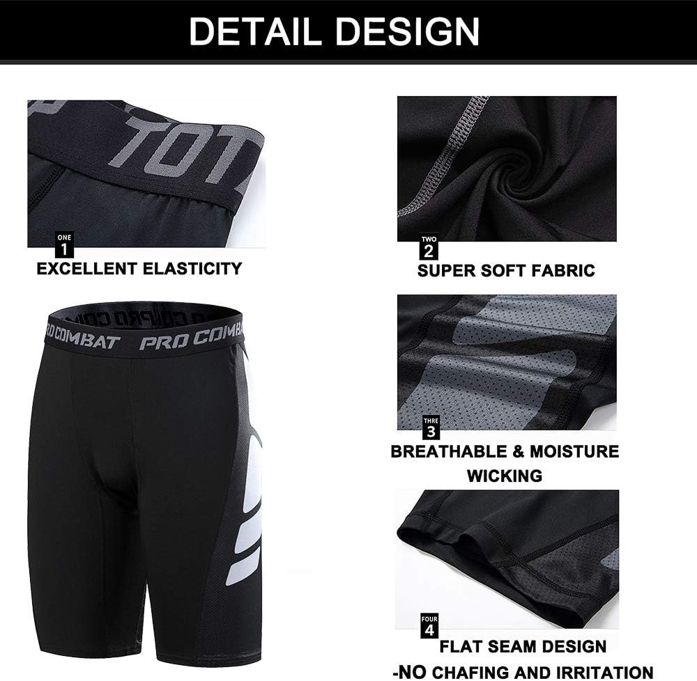 Men's Compression Shorts 3 Pack Quick Dry Sports Tight Shorts Soft Running Pants for Workouts, Training, Gym: Clothing