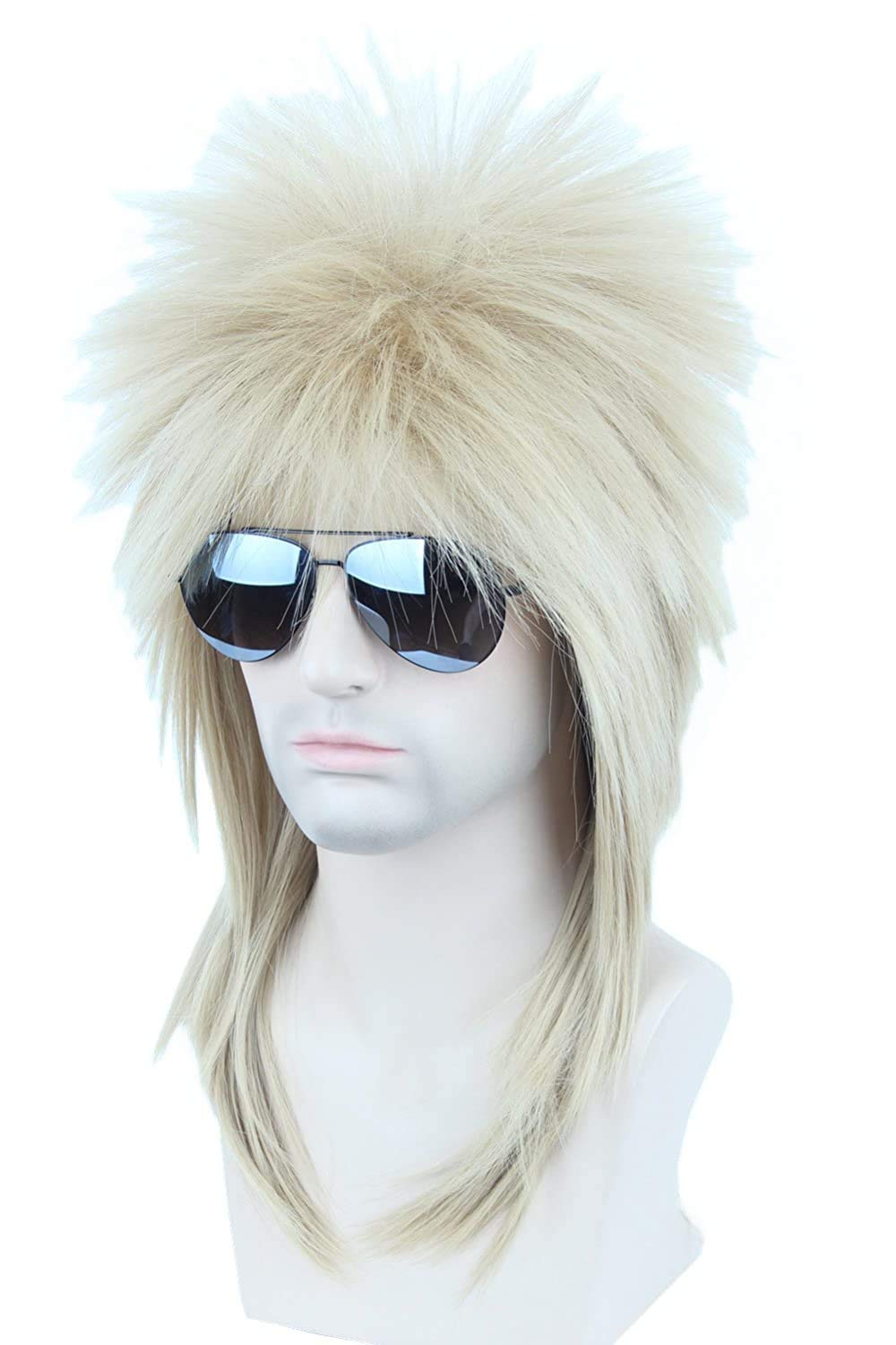 Topcosplay Blonde Mullet Wig Adult 70s 80s Halloween Costume Wig Rocking Dude Punk Metal Rocker Disco Wigs โ image 1