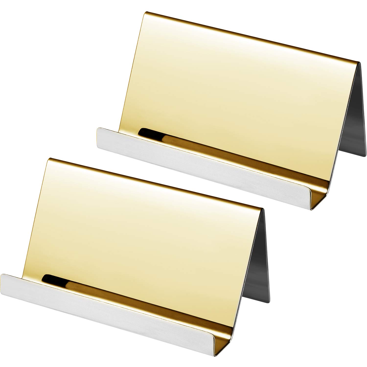 Photo 1 of Maxdot 2 Pack Stainless Steel Business Cards Holders Desktop Credit Name Card Display Organizer for Business Mental Name Case Rack for Office Home Daily Use(Champagne Gold)