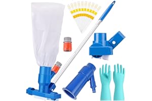 DWCOUPLE Pool Vacuum Cleaner Kit,2023 Swimming Pool Vacuum Cleaner Portable Cleaning Tool Kit Spas Fish Pond Fountain Vacuum Cleaner Brush Hot Spring Vacuum Cleaner with Cleaning Gloves & PH Test Strips