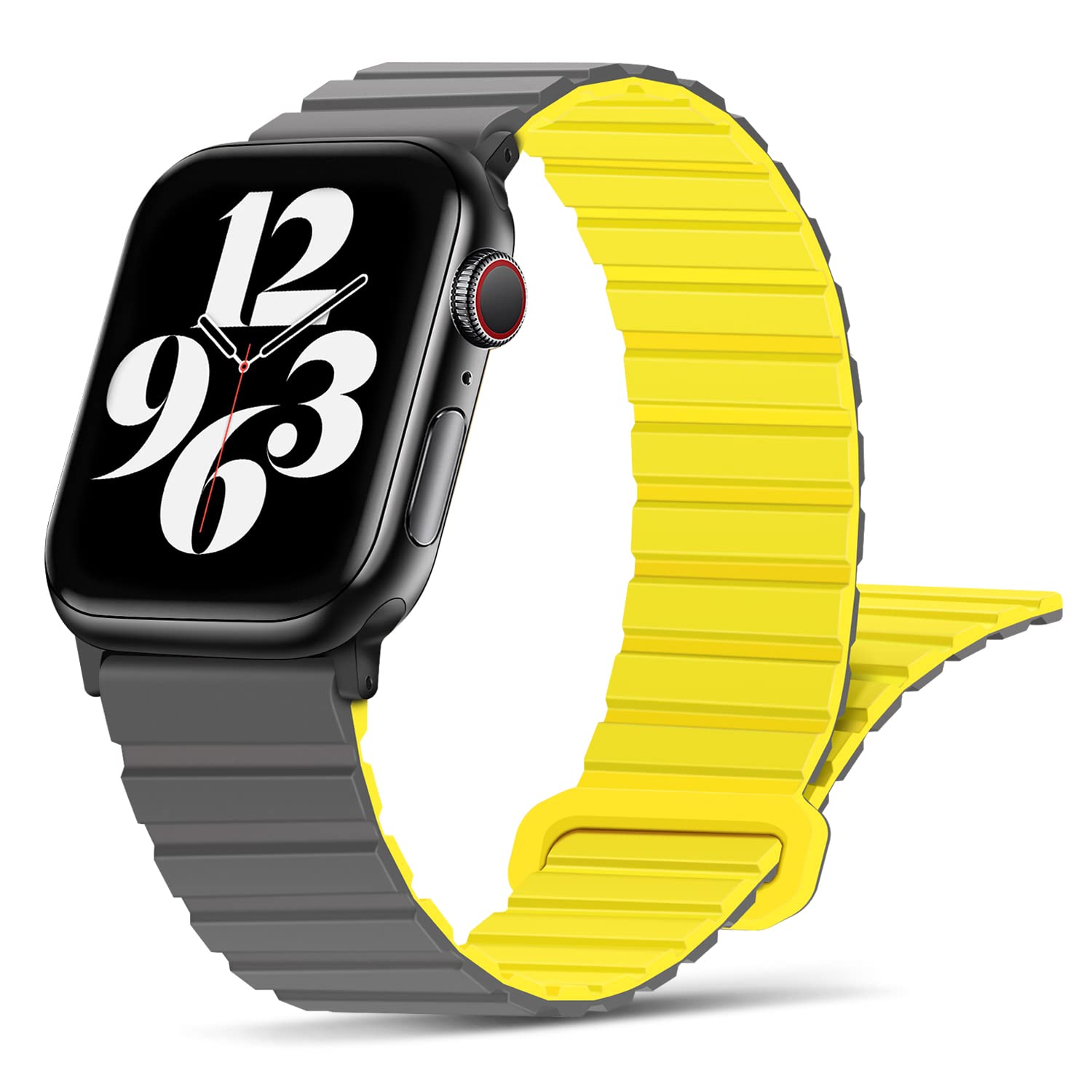 Tasikar Straps Compatible with Apple Watch Strap 42mm (Series 10) 41/40/38mm Thin Silicone Magnetic Loop Replacement Bands [Double Sided Wearable] for iWatch SE Series 10 9 8 7 6 5 4 3 - Grey Yellow
