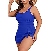 Eomenie Plus Size Swimdress for Women One Piece Swimsuit Tummy Control Swim Dresses Skirt Bathing Suit Royal Blue, Large