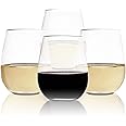 Vinjoy Unbreakable Stemless Plastic Wine Glasses 16 Ounce (Set Of 4) - Extra Durable for Red and White Wine - Reusable Shatterproof Tritan Indoor Outdoor Party Cups - Dishwasher Safe - Bar Glassware