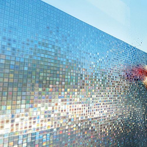 3D Tint Stained Decorative Privacy Window Films for Glass, Waterproof Covers Pads for Glass Table/Desk, Self-Adhesive No Glue UV Heat Control Design for Home Office and School (17.7×78.7)-Mosaic
