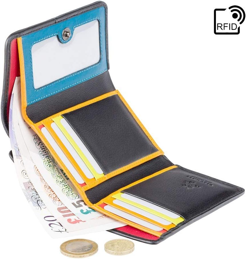 New Visconti High End Santorini Ladies Luxury Leather Cash Coin Card Purse Wallet RFID (Black Multi Halki Small) - Image 4