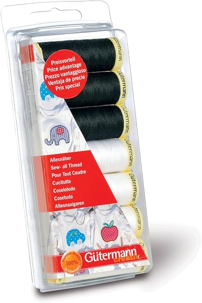 Gütermann Sew-All Thread Set 7 x 100m Black White Polyester All Materials
