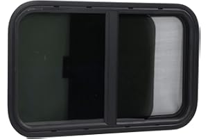Sonew Sliding RV Window with Trim Rings, Sliding Black RV Window with Net, Replacement RV for 0.12-0.24’’/ 2.17-2.36‘’ Wall T