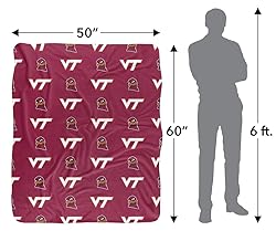 Virginia Tech Blanket, 50"x60" Logo Pattern Silky