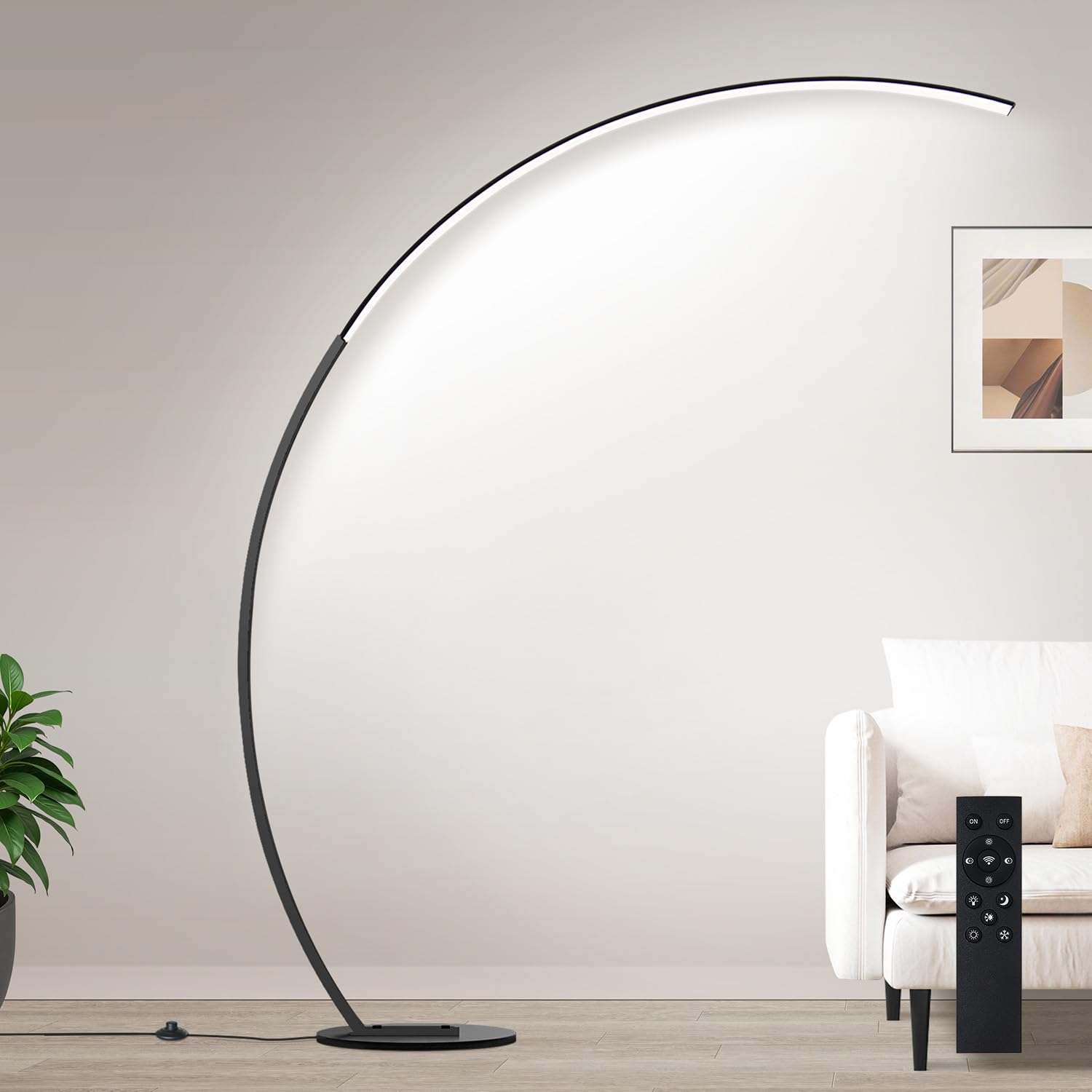 Photo 1 of ?Upgraded?Dimmable Floor Lamp with 3 Color Temperatures, Ultra Bright 2000LM Arc Floor Lamps for Living Room, Modern Standing Tall Lamp with Remote Control Reading Floor Lamp for Bedroom Office