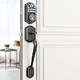 AkaGear Keyless Entry Door Lock with Handle Set- Fingerprint Door Lock, Electronic Keypad Deadbolt, Smart Lock for Front Door, Auto-Lock & One Touch Locking, Easy Installation - Oil Rubbed Bronze