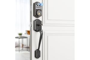 AkaGear Keyless Entry Door Lock with Handle Set- Fingerprint Door Lock, Electronic Keypad Deadbolt, Smart Lock for Front Door, Auto-Lock & One Touch Locking, Easy Installation - Oil Rubbed Bronze