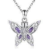 MANBU Butterfly Cremation Urn Necklace for Ashes: 925 Sterling Silver Memorial Pendant Jewelry Women Keepsake Bereavement Gift for A Loss of the Loved One