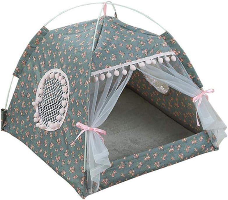 Hualieli Cat Tent House Pet Nest Small Dogs Dog Detachable Pet Teepee Portable Foldable Outdoor Bed House For Pets Four Seasons Universal Canvas Kennel Removable Washable
