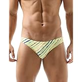 Mens Sexy Bikini Swimwear Diagonal Stripe Swim Briefs Rainbow Swimsuits Elestic Colorful Striped