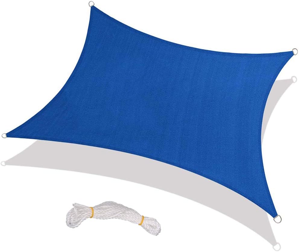 Warooma 2.5m x 2.5m Sun Shade Sails Canopy with Rope Rectangle Sand UV Heavy Duty Commercial Grade Patio Waterproof Block Sun Shade Awning for Outdoor Facility And Activities