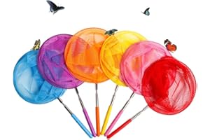USATDD Kids Telescopic Butterfly Fishing Nets Great for Catching Insects Bugs Fish Caterpillar Ladybird Nets Outdoor Tools Colorful Extendable 34" Inch (6 Pack)
