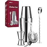 27OZ Cocktail Shaker, Cocktail Shakers 800ml, Cocktail Making Set 6Pcs, Cocktail Shaker Kit with Strainer, Double Jigger, Bar